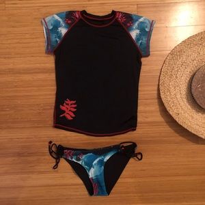 Aaron Chang Bikini Set Rash guard and bottoms